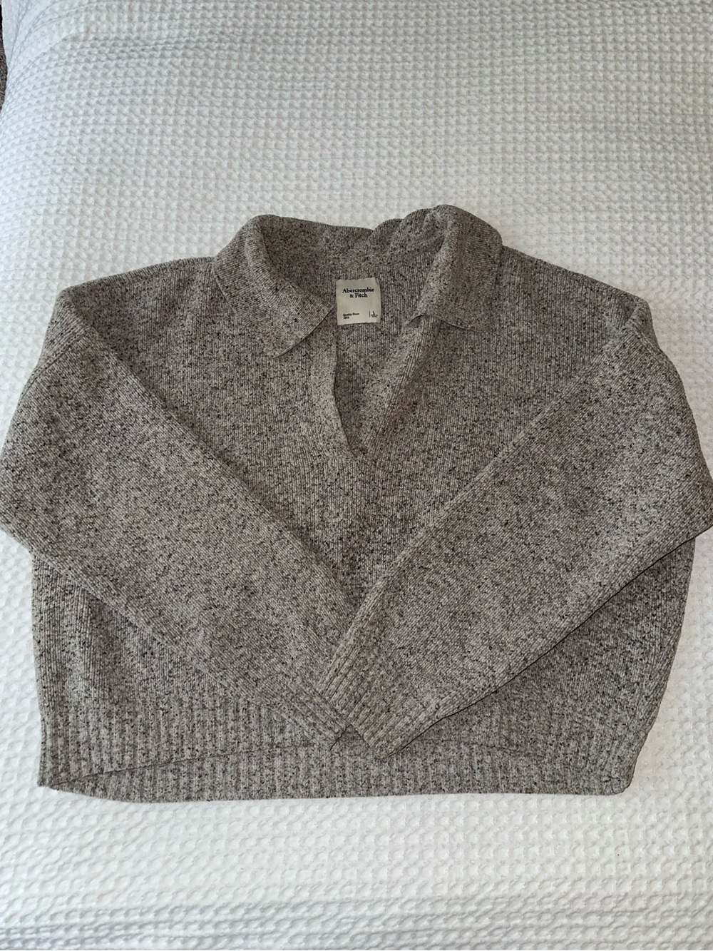 Abercrombie & Fitch V-Neck Collared Sweater - Heather Gray